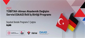 2531  TÜBİTAK  DAAD Almanya İkili İş Birliği Seyahat Destek Programı 7. Çağrısı Açıldı